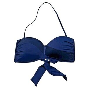 Mynah Bandeau Blue Bikini Top Medium Sparkly Removable Halter Padded Swimwear‎
